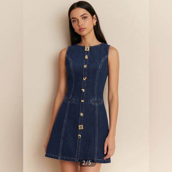 Commense Dresses & Skirts - Commense Metal Detail Denim Sleeveless Mini Dress